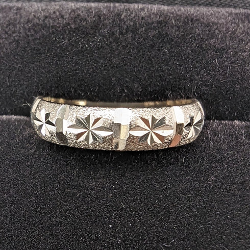British vintage jewelry, sterling silver bright cut ring